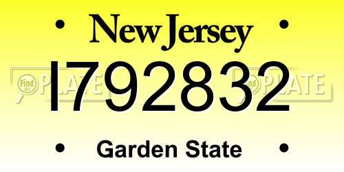 I792832 New Jersey License Plate