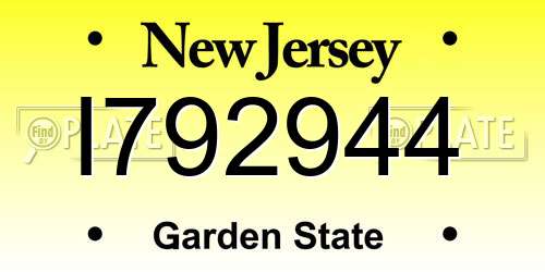 I792944 New Jersey License Plate