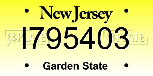 I795403 New Jersey License Plate