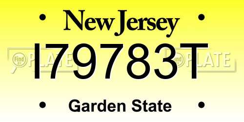 I79783T New Jersey License Plate