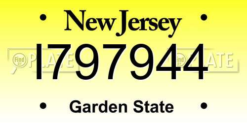 I797944 New Jersey License Plate