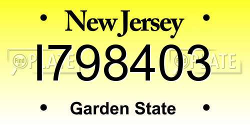 I798403 New Jersey License Plate