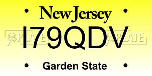 I79QDV New Jersey License Plate