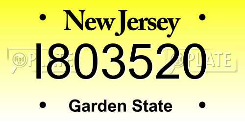 I803520 New Jersey License Plate