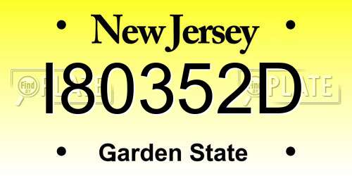 I80352D New Jersey License Plate
