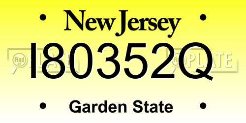 I80352Q New Jersey License Plate