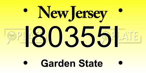 I80355I New Jersey License Plate