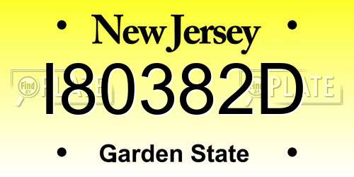 I80382D New Jersey License Plate