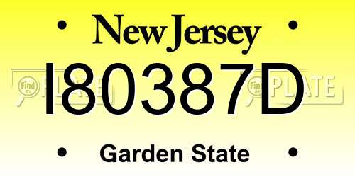 I80387D New Jersey License Plate
