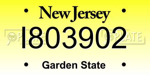 I803902 New Jersey License Plate