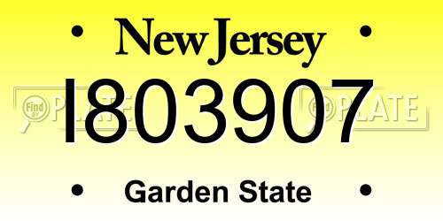 I803907 New Jersey License Plate