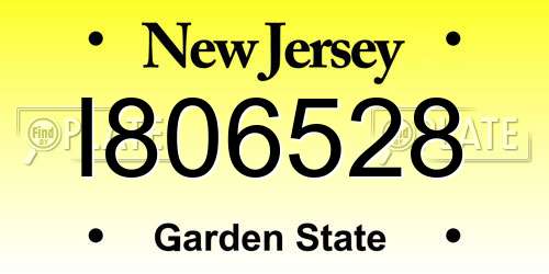 I806528 New Jersey License Plate