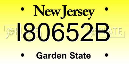 I80652B New Jersey License Plate