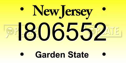 I806552 New Jersey License Plate