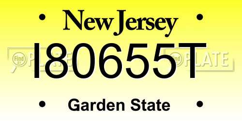 I80655T New Jersey License Plate