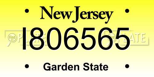 I806565 New Jersey License Plate