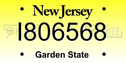 I806568 New Jersey License Plate