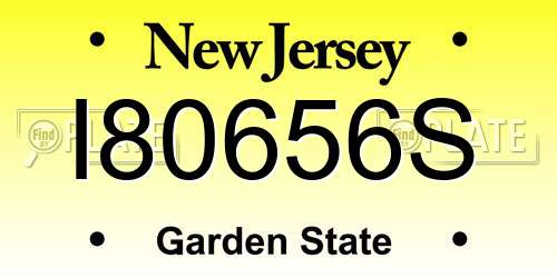 I80656S New Jersey License Plate