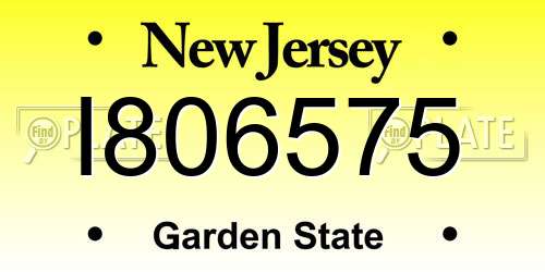 I806575 New Jersey License Plate