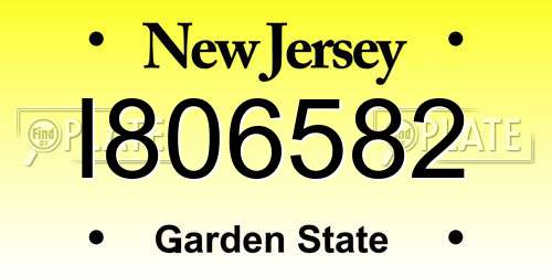 I806582 New Jersey License Plate