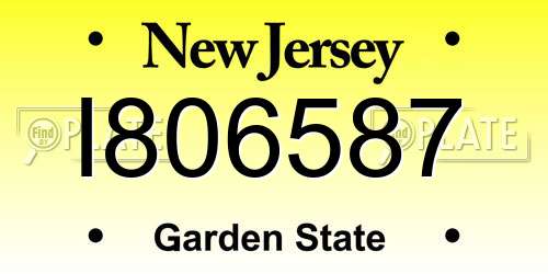 I806587 New Jersey License Plate