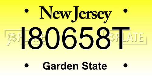 I80658T New Jersey License Plate