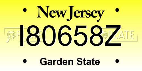I80658Z New Jersey License Plate