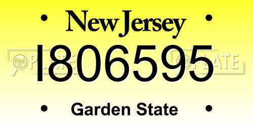 I806595 New Jersey License Plate
