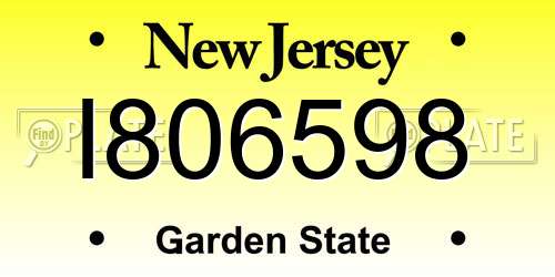 I806598 New Jersey License Plate