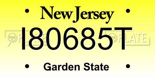 I80685T New Jersey License Plate