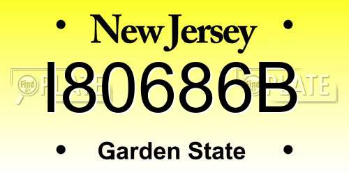 I80686B New Jersey License Plate