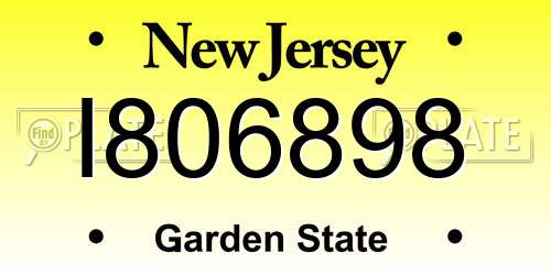 I806898 New Jersey License Plate