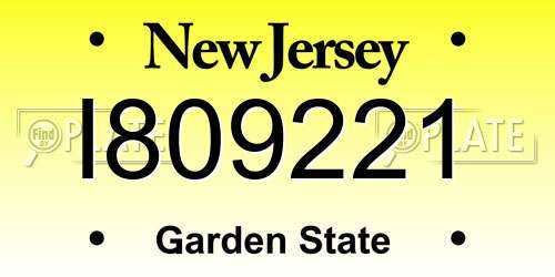 I809221 New Jersey License Plate
