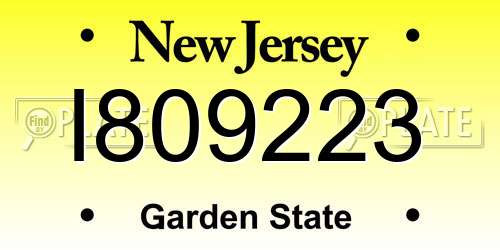 I809223 New Jersey License Plate
