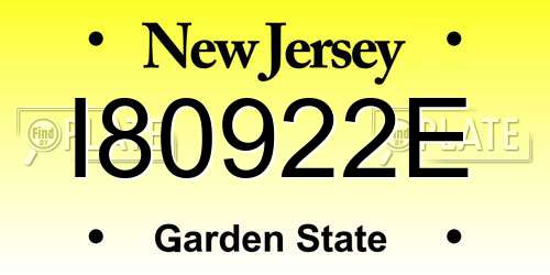 I80922E New Jersey License Plate