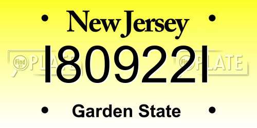 I80922I New Jersey License Plate
