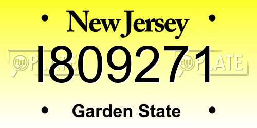 I809271 New Jersey License Plate