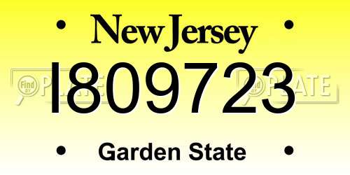 I809723 New Jersey License Plate