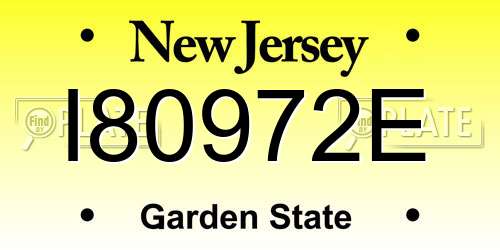 I80972E New Jersey License Plate