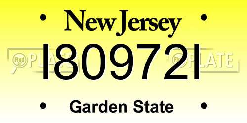 I80972I New Jersey License Plate
