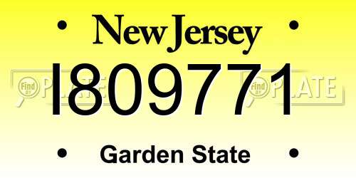 I809771 New Jersey License Plate