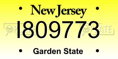 I809773 New Jersey License Plate