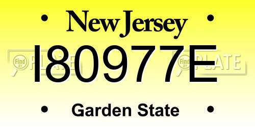 I80977E New Jersey License Plate