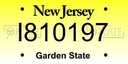 I810197 New Jersey License Plate