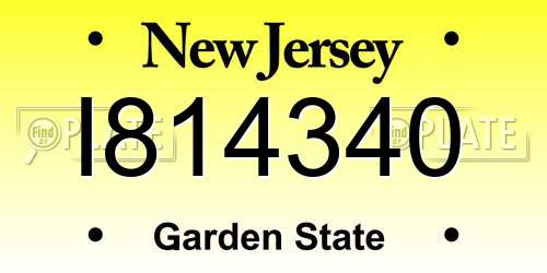 I814340 New Jersey License Plate