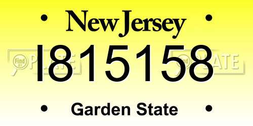 I815158 New Jersey License Plate