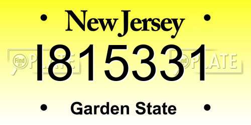 I815331 New Jersey License Plate