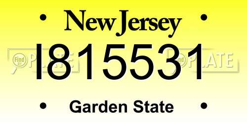 I815531 New Jersey License Plate