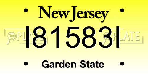 I81583I New Jersey License Plate
