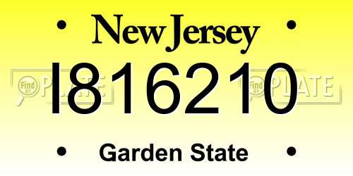 I816210 New Jersey License Plate